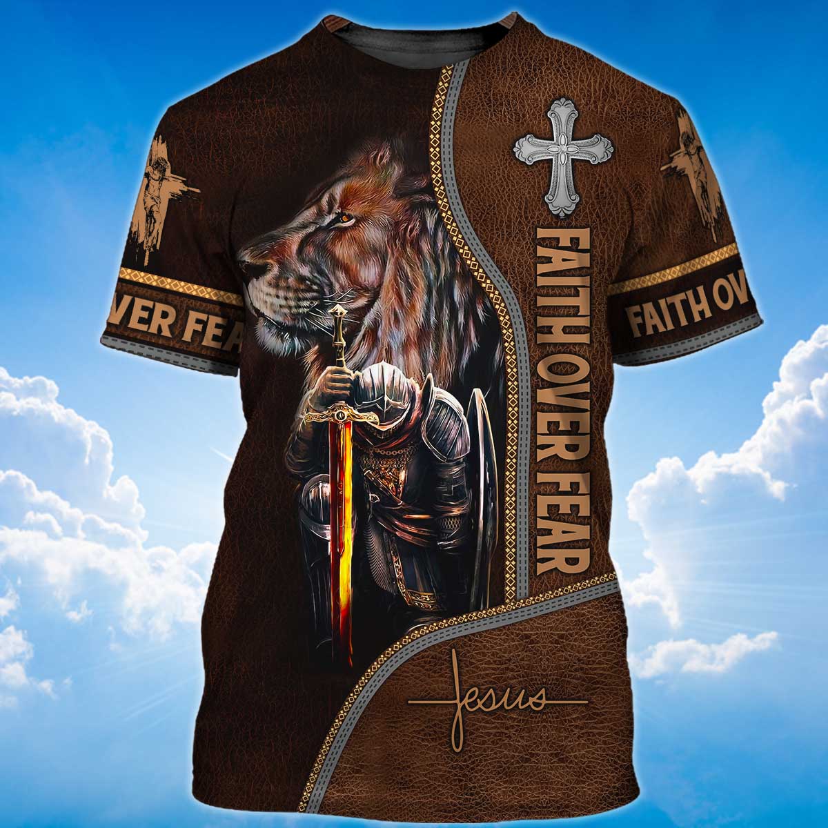3D All Over Print Faith Over Fear Shirt Knight Templar T Shirt Lasfour TO1484