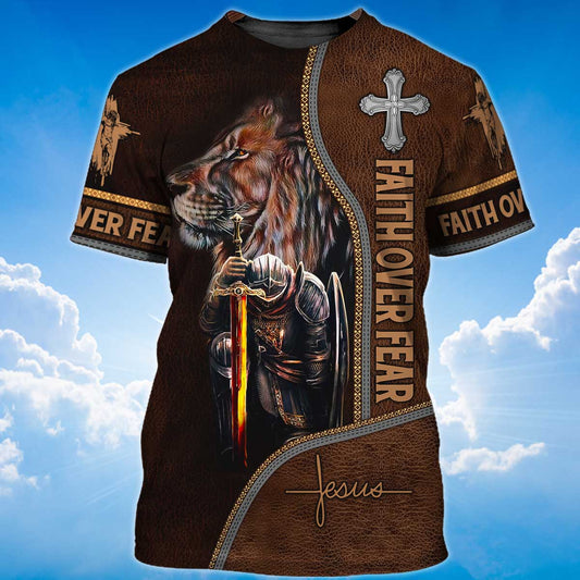 3D All Over Print Faith Over Fear Shirt Knight Templar T Shirt Lasfour TO1484