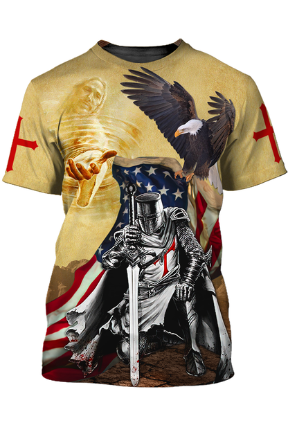Religious Tshirt Knight Templar Tshirt American Flag Eagle Shirts TO1475