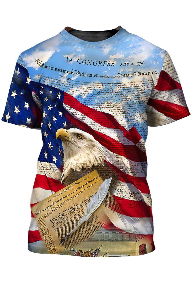 3D Sublimation Eagle American On T Shirt Eagle Lover Patriotic Independence Day Shirt TO1414