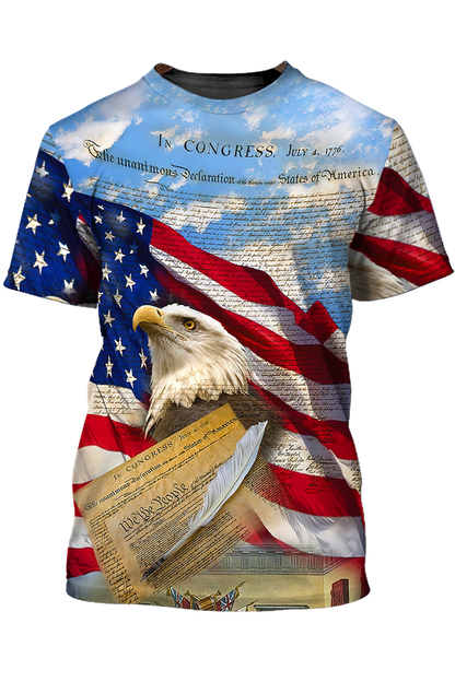 3D Sublimation Eagle American On T Shirt Eagle Lover Patriotic Independence Day Shirt TO1414