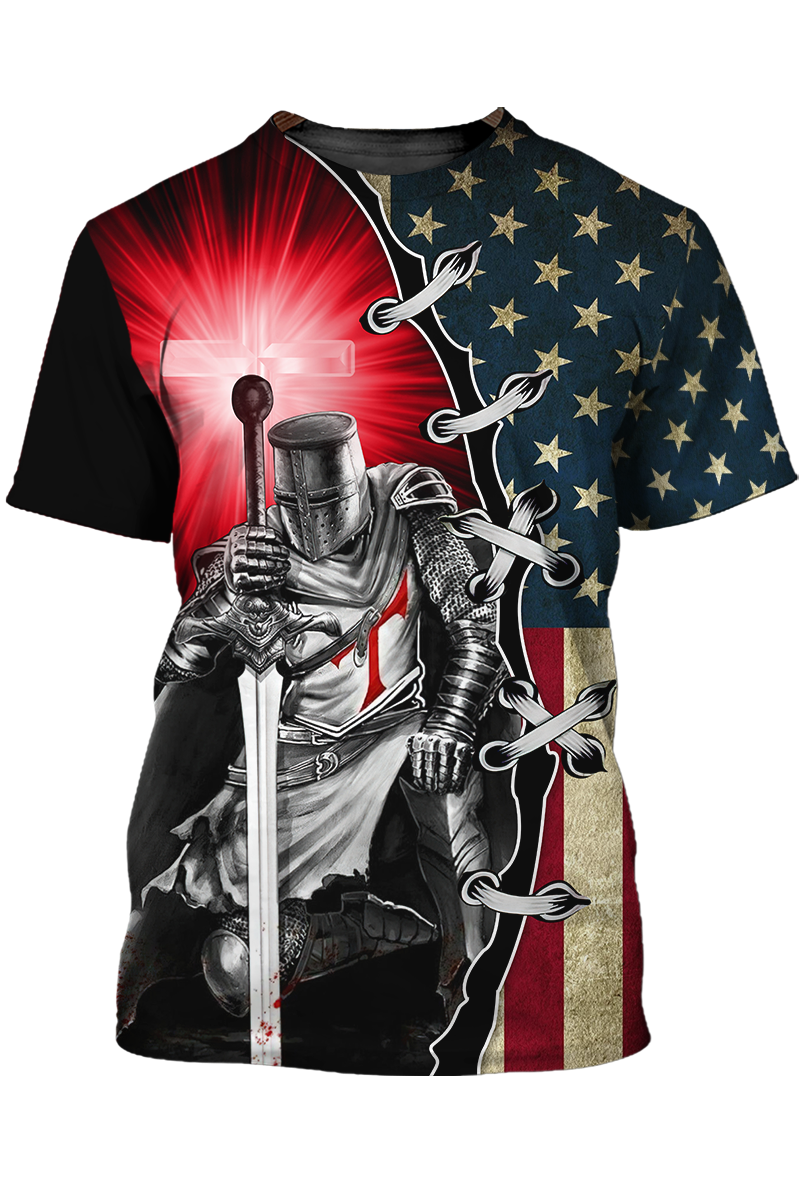 Knight Templar T Shirt Religious Sublimation On Shirt Lasfour TO1474