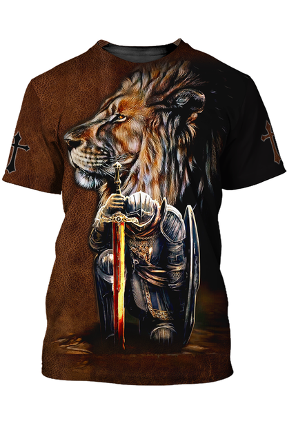 Knight Templar T Shirt God Jesus And Lion Shirt Lasfour TO1482