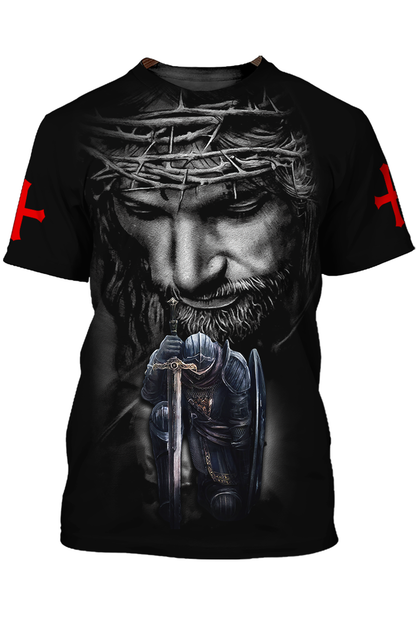 Faith Over Fear Black Tshirt Knight Jesus Tshirt Men Women TO1501