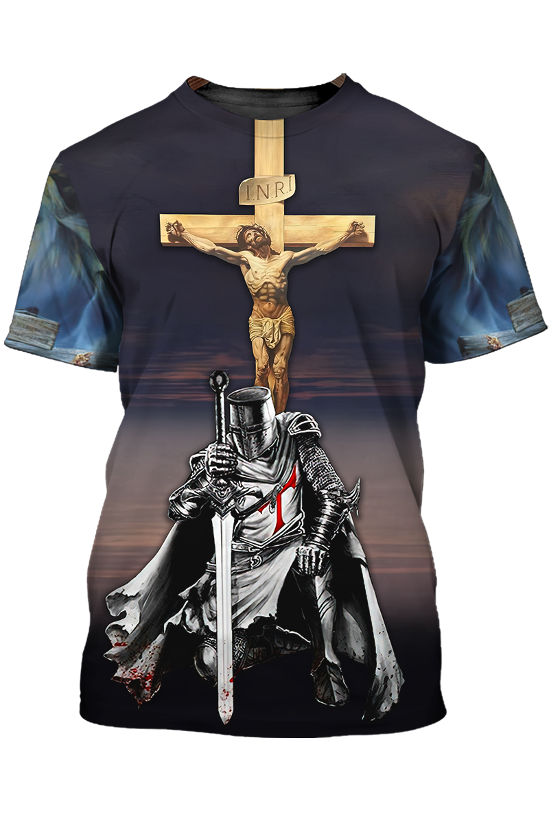 3D All Over Printed Knight Templar Shirt I Believe In God Tshirt Templar Shirts TO1471