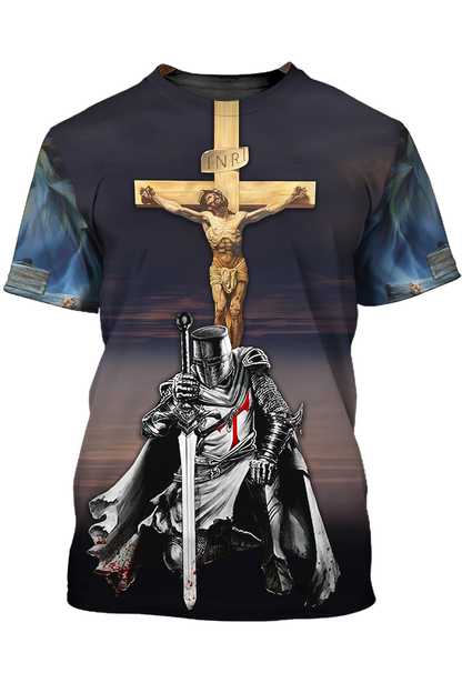 3D All Over Printed Knight Templar Shirt I Believe In God Tshirt Templar Shirts TO1471