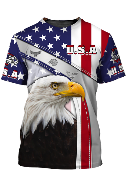 Eagle American Flag Pattern T Shirt Eagle Lover Patriotic 3D Shirt TO1410