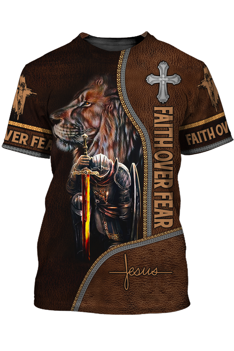3D All Over Print Faith Over Fear Shirt Knight Templar T Shirt Lasfour TO1484