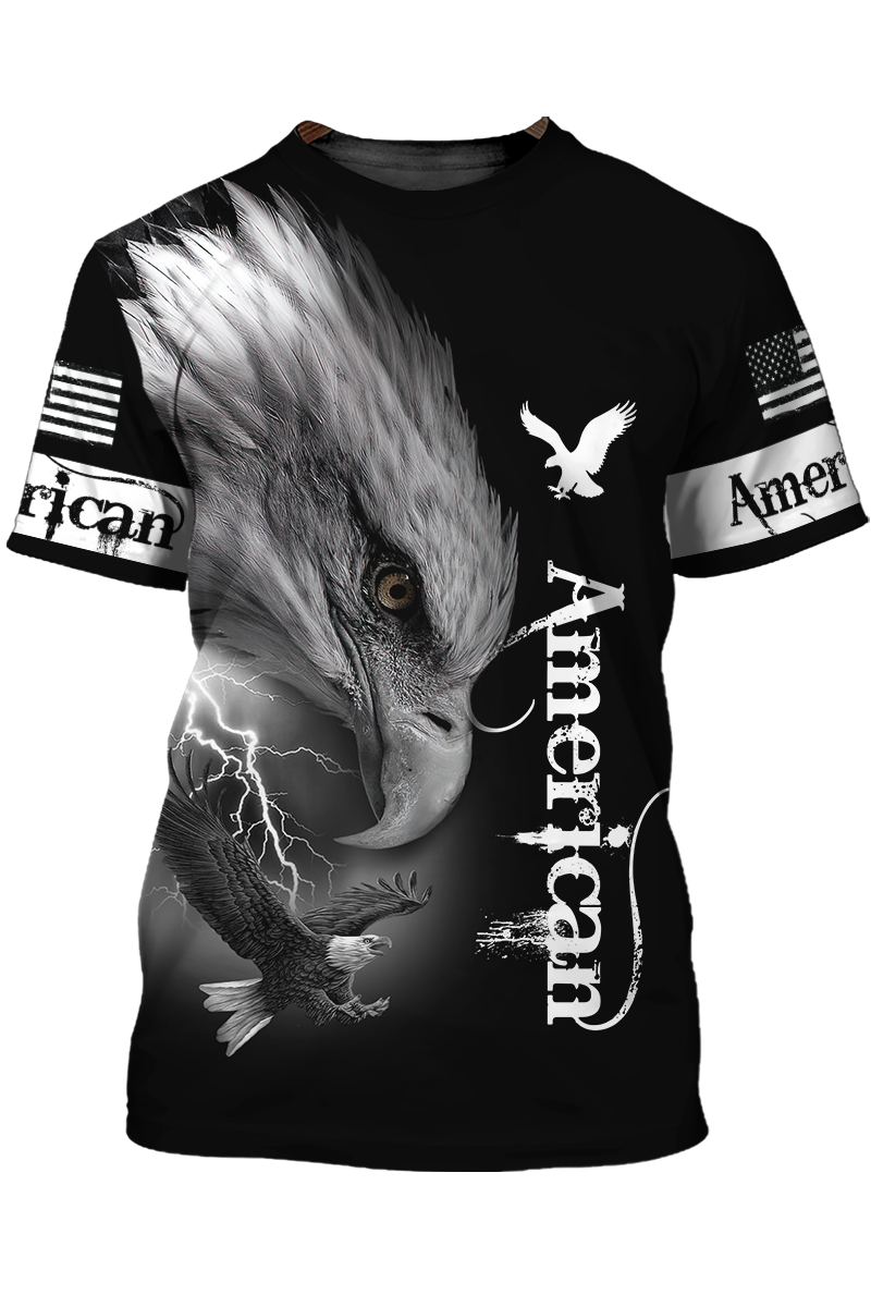 Lightning American Eagle Black T Shirt Eagle Lover Shirt Men Women TO1409