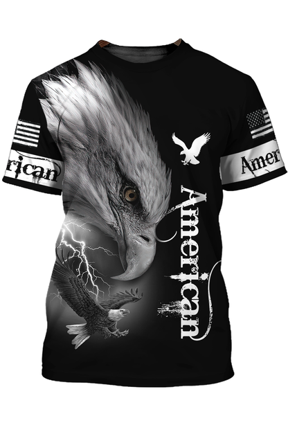 Lightning American Eagle Black T Shirt Eagle Lover Shirt Men Women TO1409
