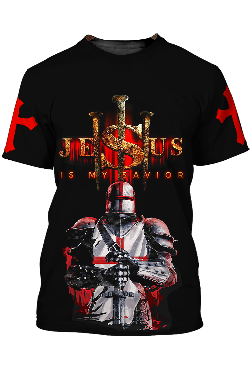 Knights Templar Tshirt Jesus My Savior Red Light 3D All Over Print Shirt TO1470