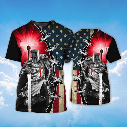 Knight Templar T Shirt Religious Sublimation On Shirt Lasfour TO1474