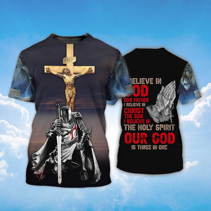 3D All Over Printed Knight Templar Shirt I Believe In God Tshirt Templar Shirts TO1471