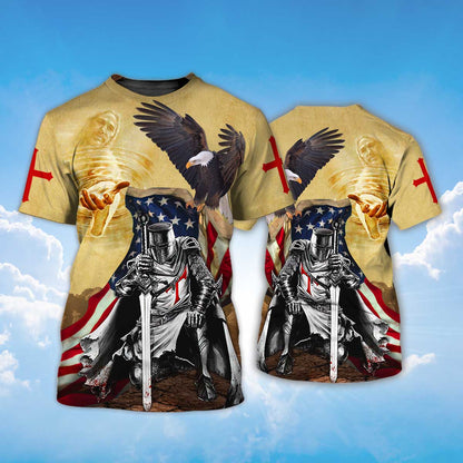 Religious Tshirt Knight Templar Tshirt American Flag Eagle Shirts TO1475