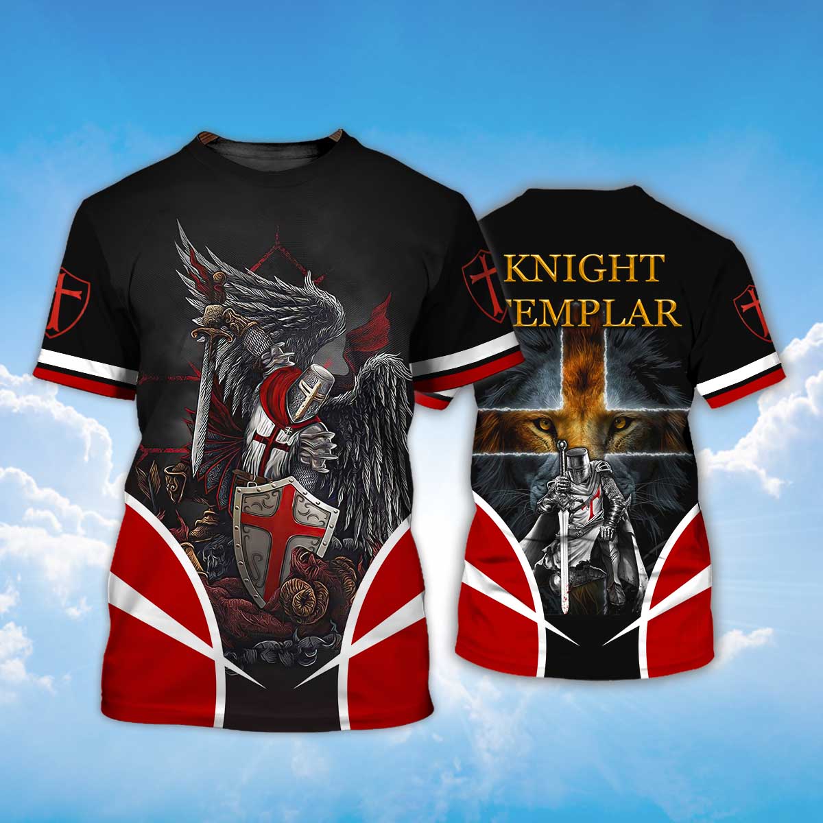 Knight Templar Fighting 3D Shirt Religious Tshirt Lasfour TO1481