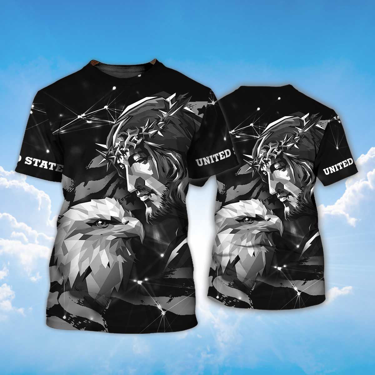 Eagle And God T Shirt, Eagle Lover Black Shirt 3D For Adults TO1391