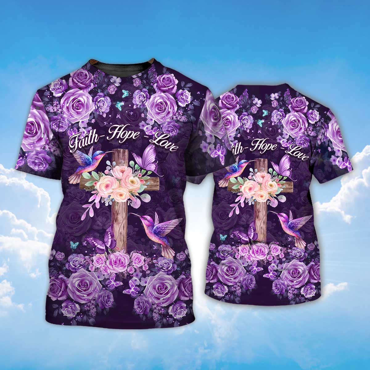 Faith Hope Love T Shirt God Jesus 3D Purple Shirt TO1404