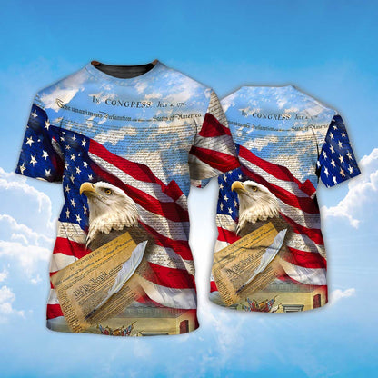 3D Sublimation Eagle American On T Shirt Eagle Lover Patriotic Independence Day Shirt TO1414