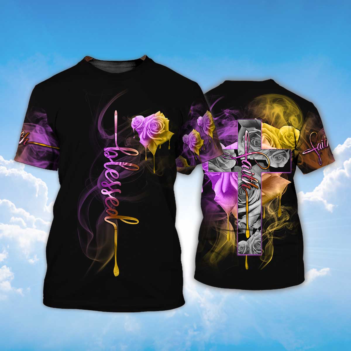 Jesus Faith Cross T Shirt God Jesus Rose Women Tee Shirt TO1407