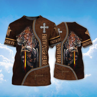 3D All Over Print Faith Over Fear Shirt Knight Templar T Shirt Lasfour TO1484