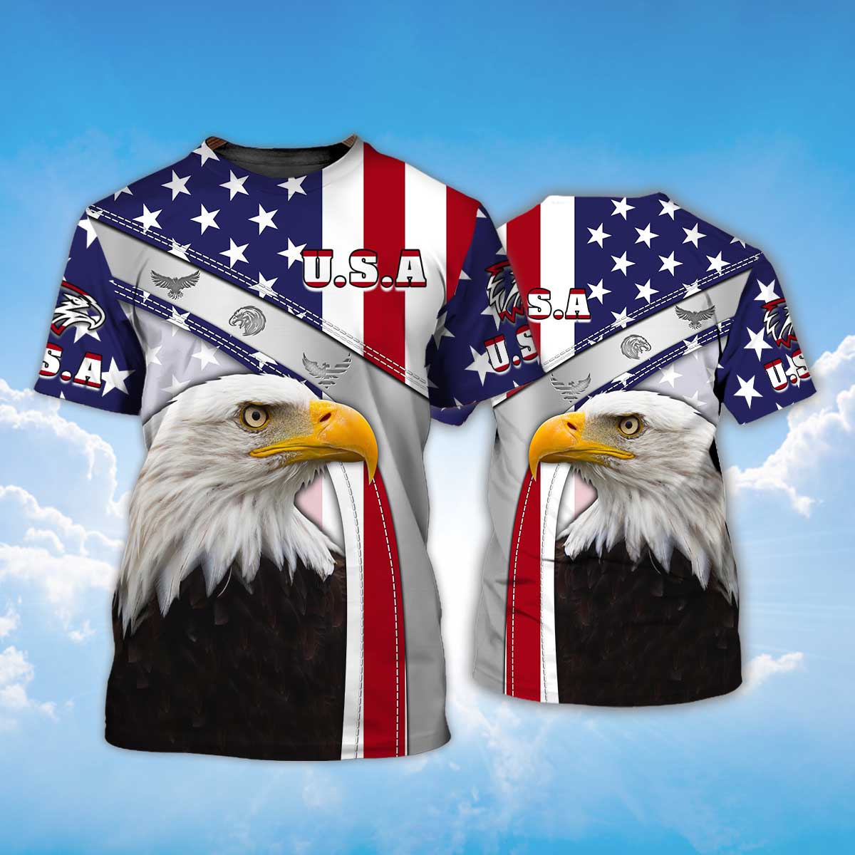 Eagle American Flag Pattern T Shirt Eagle Lover Patriotic 3D Shirt TO1410