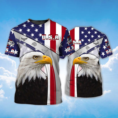 Eagle American Flag Pattern T Shirt Eagle Lover Patriotic 3D Shirt TO1410