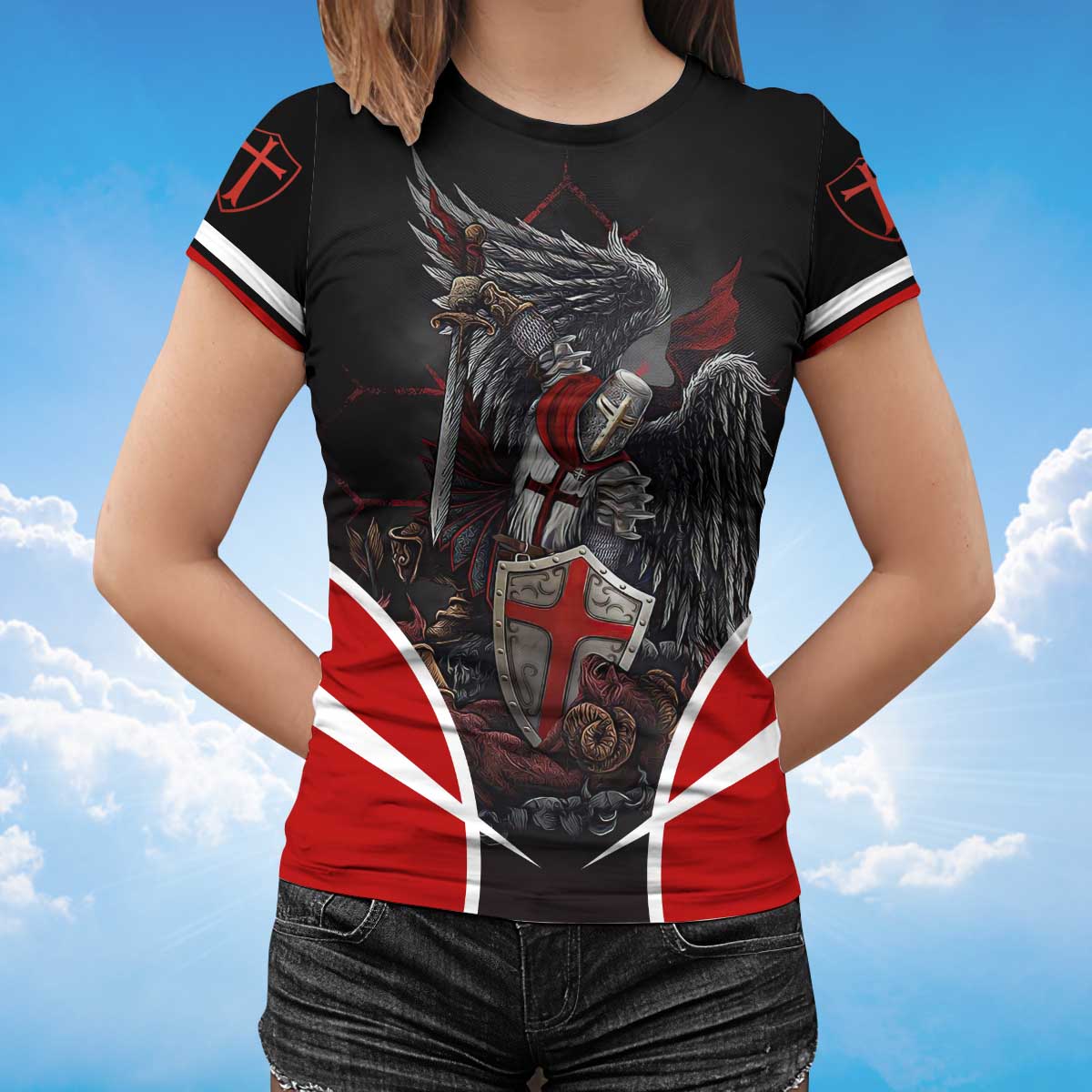 Knight Templar Fighting 3D Shirt Religious Tshirt Lasfour TO1481