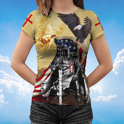 Religious Tshirt Knight Templar Tshirt American Flag Eagle Shirts TO1475