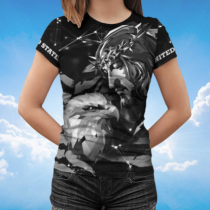 Eagle And God T Shirt, Eagle Lover Black Shirt 3D For Adults TO1391