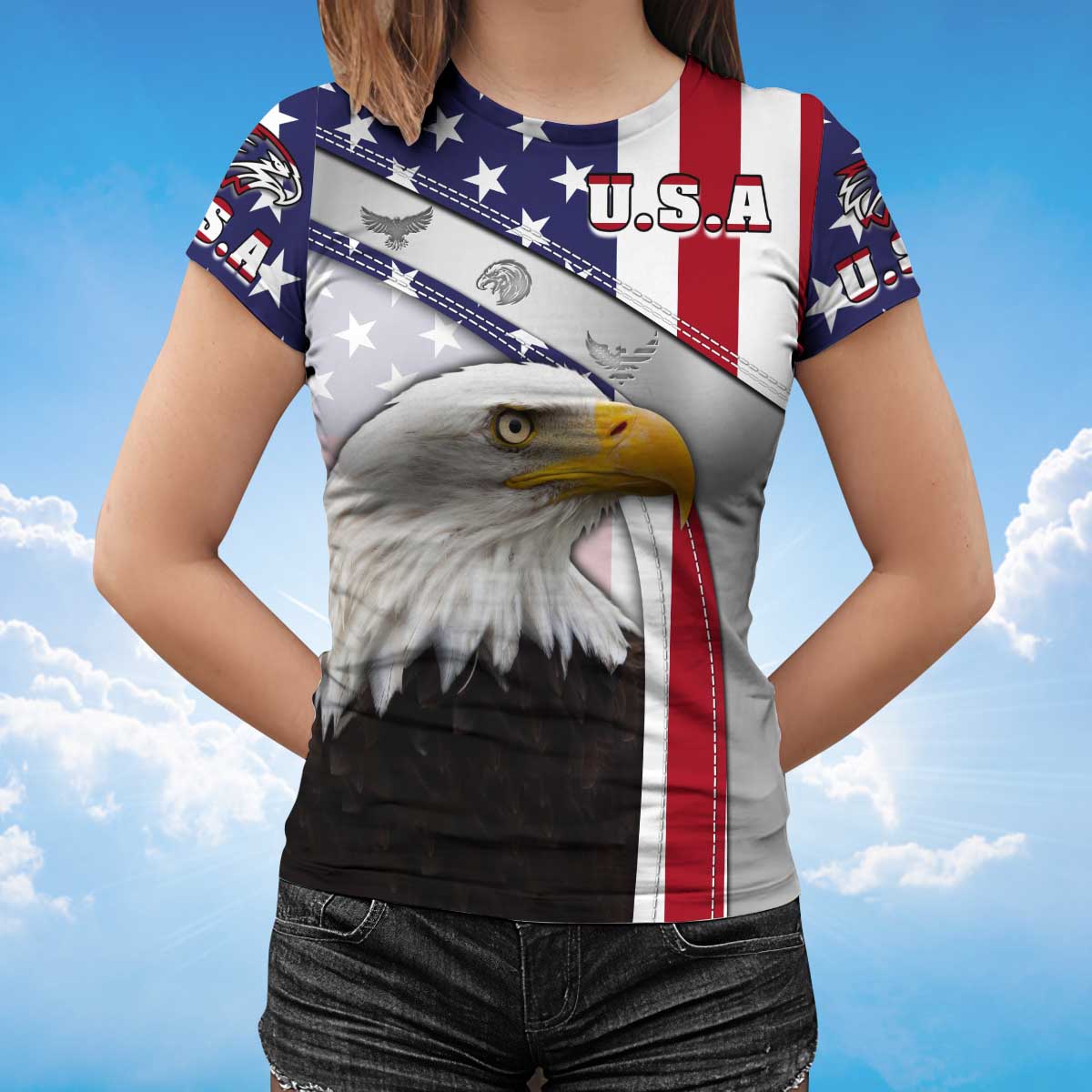 Eagle American Flag Pattern T Shirt Eagle Lover Patriotic 3D Shirt TO1410