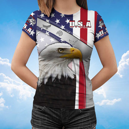 Eagle American Flag Pattern T Shirt Eagle Lover Patriotic 3D Shirt TO1410