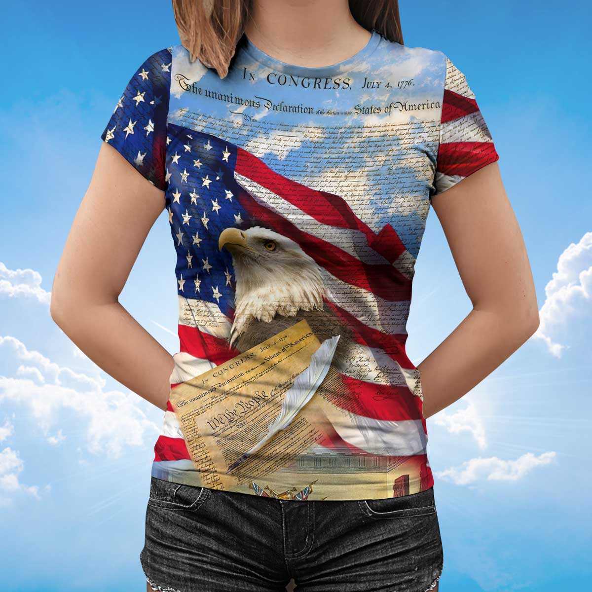 3D Sublimation Eagle American On T Shirt Eagle Lover Patriotic Independence Day Shirt TO1414