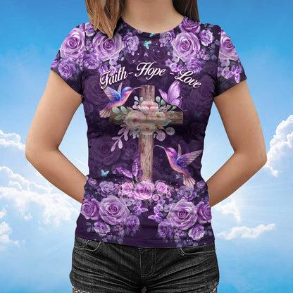 Faith Hope Love T Shirt God Jesus 3D Purple Shirt TO1404