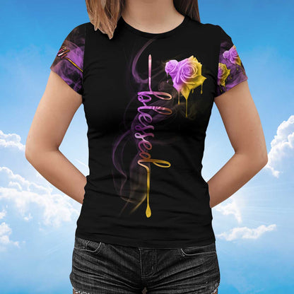 Jesus Faith Cross T Shirt God Jesus Rose Women Tee Shirt TO1407