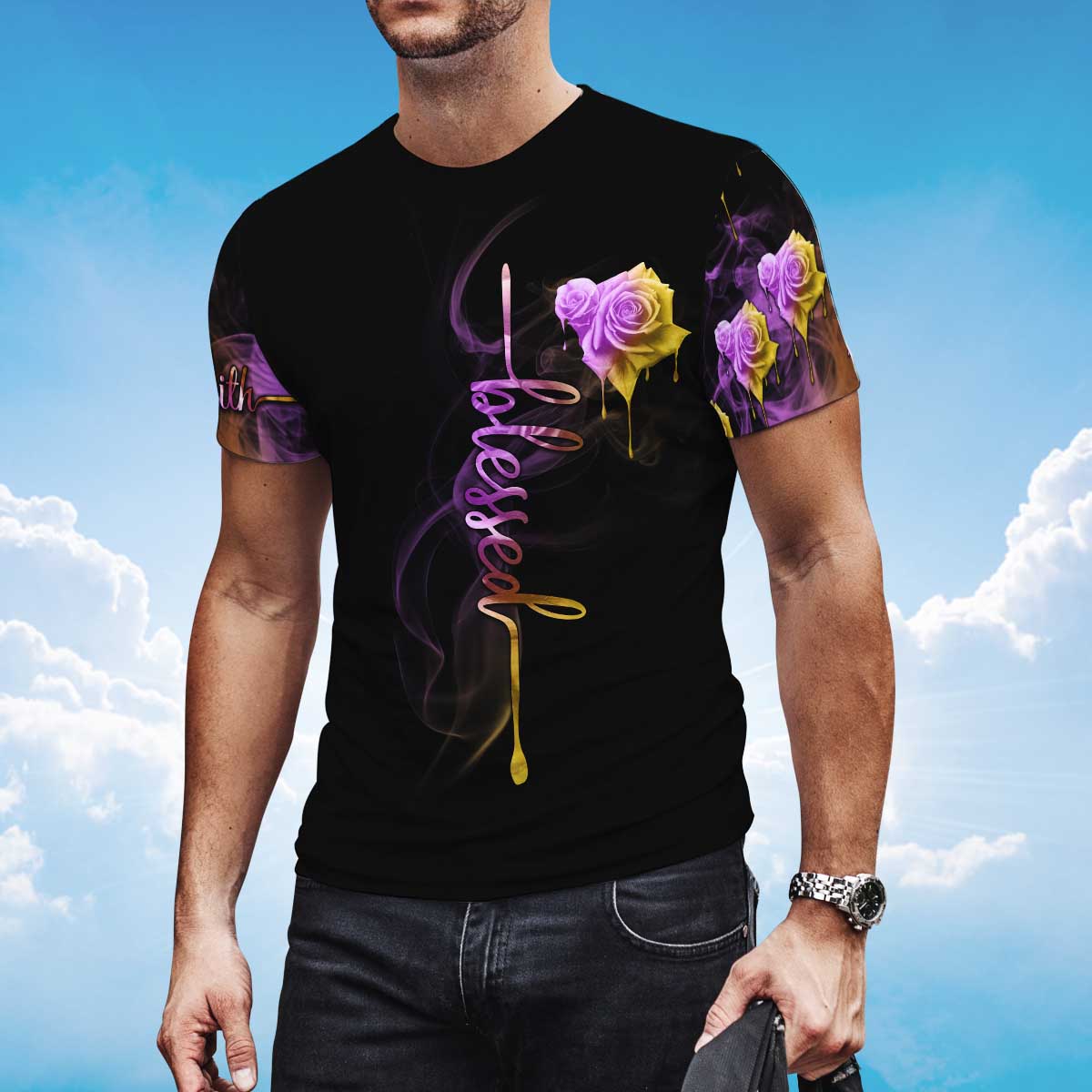 Jesus Faith Cross T Shirt God Jesus Rose Women Tee Shirt TO1407