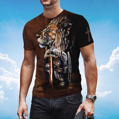 Knight Templar T Shirt God Jesus And Lion Shirt Lasfour TO1482