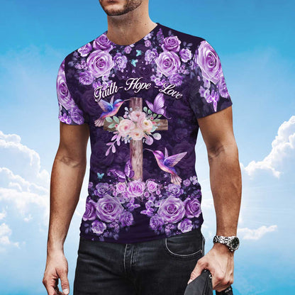 Faith Hope Love T Shirt God Jesus 3D Purple Shirt TO1404