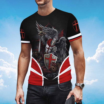Knight Templar Fighting 3D Shirt Religious Tshirt Lasfour TO1481