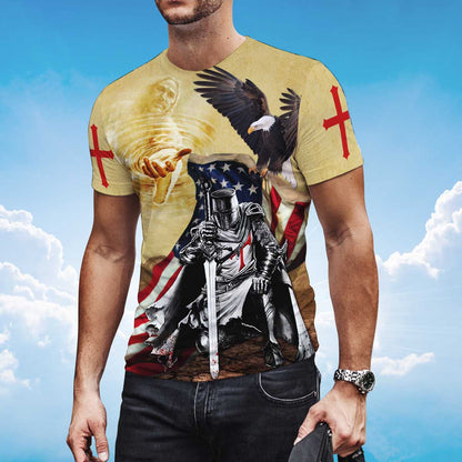 Religious Tshirt Knight Templar Tshirt American Flag Eagle Shirts TO1475