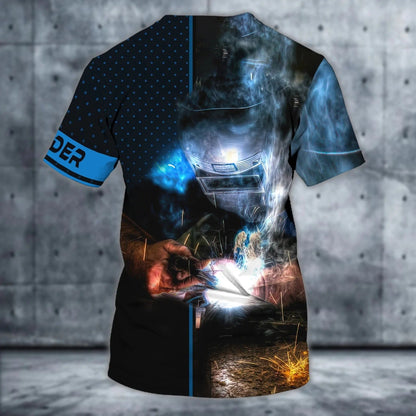 Personalized Welder Blue Graphic Design 3D Printed Shirts, Welder Tshirt, Gift For Welder Man TO2556