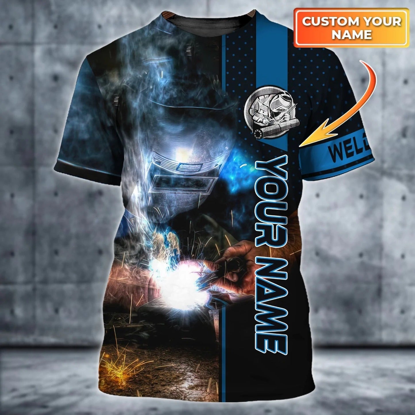 Personalized Welder Blue Graphic Design 3D Printed Shirts, Welder Tshirt, Gift For Welder Man TO2556
