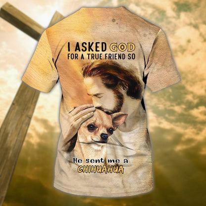 Custom God Sent Me Chihuahua T Shirt Gift For Christian Jesus Lover And Dog Shirt TO1450