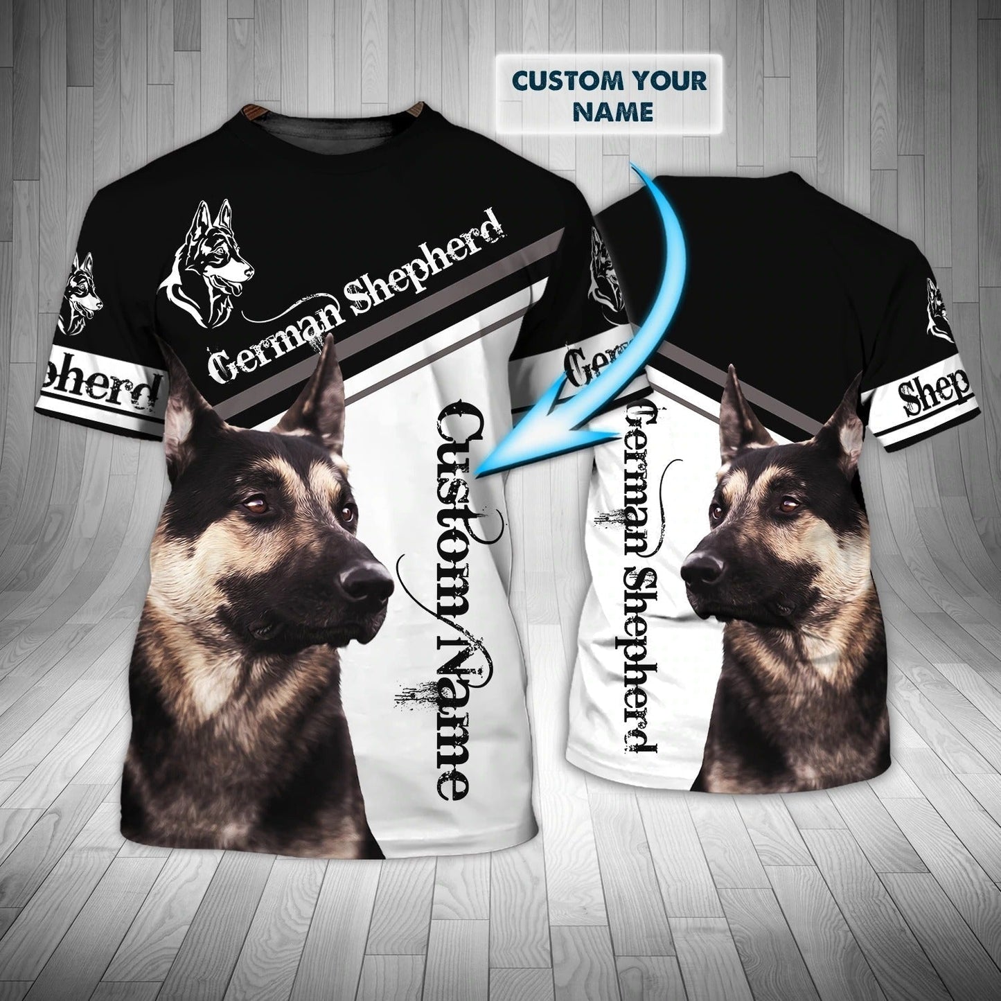 Custom With Name Tshirt For Dog Lovers, Black German Shepherd Shirts For Him Her, Black Shepherd Shirt TO0713