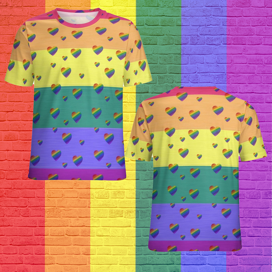 Lgbt Pride Rainbow 3D T Shirt, Hearts Pattern Short Sleeve 3D Shirt For Lesbian Girl LO0915