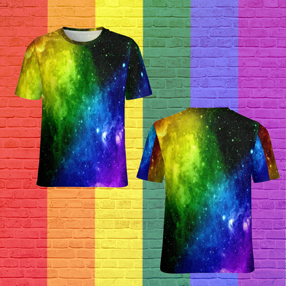 Rainbow Galaxy Lgbt Pride 3D T Shirt, Gaymer 3D T Shirt, Gift For Lesbian Couple LO0921