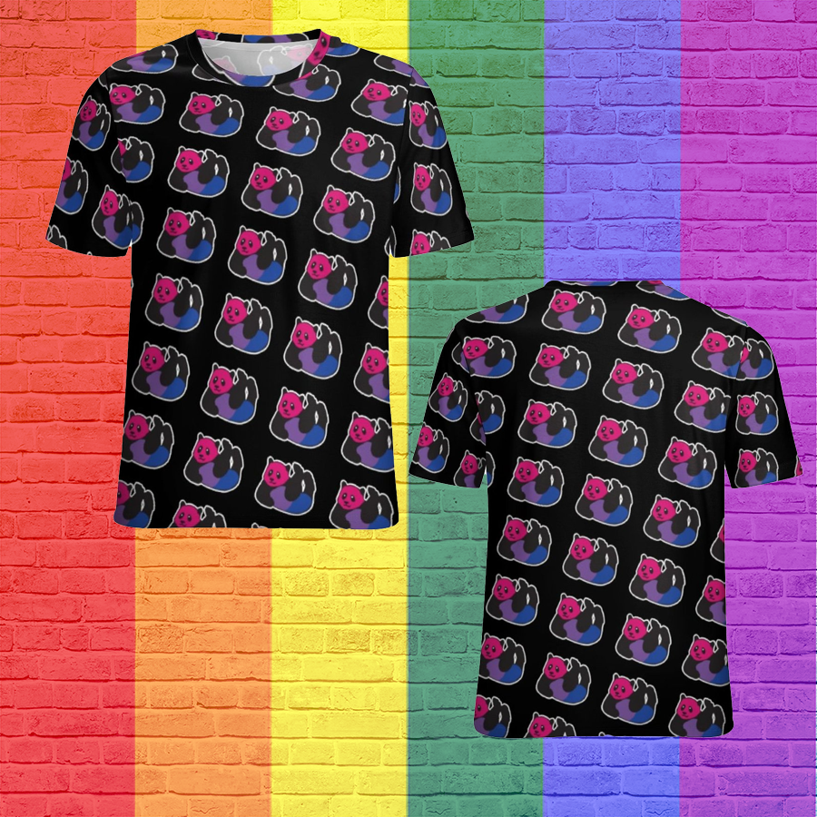 Lesbian 3D Tshirts, Bisexual Panda Lgbt Pride Short Sleeve Shirt Women Plus Size Blouse Tunics Tops LO0908