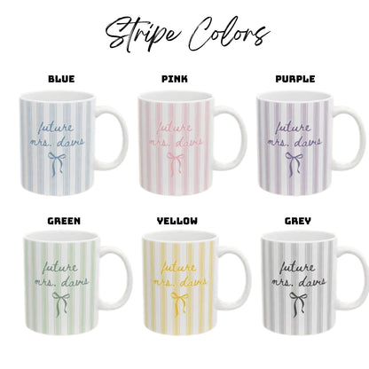 Personalized Striped Future Mrs Mug, Personalized Cups For Engagement Party WD0004