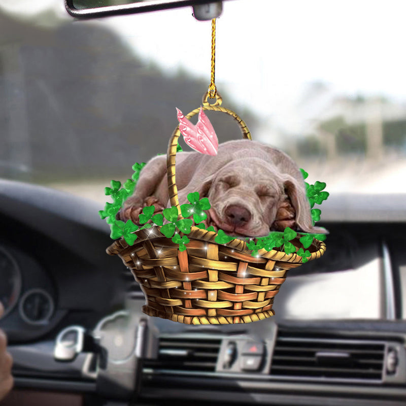 Weimaraner Sleeping Lucky Fairy Two Sided Acrylic Ornament OO0271