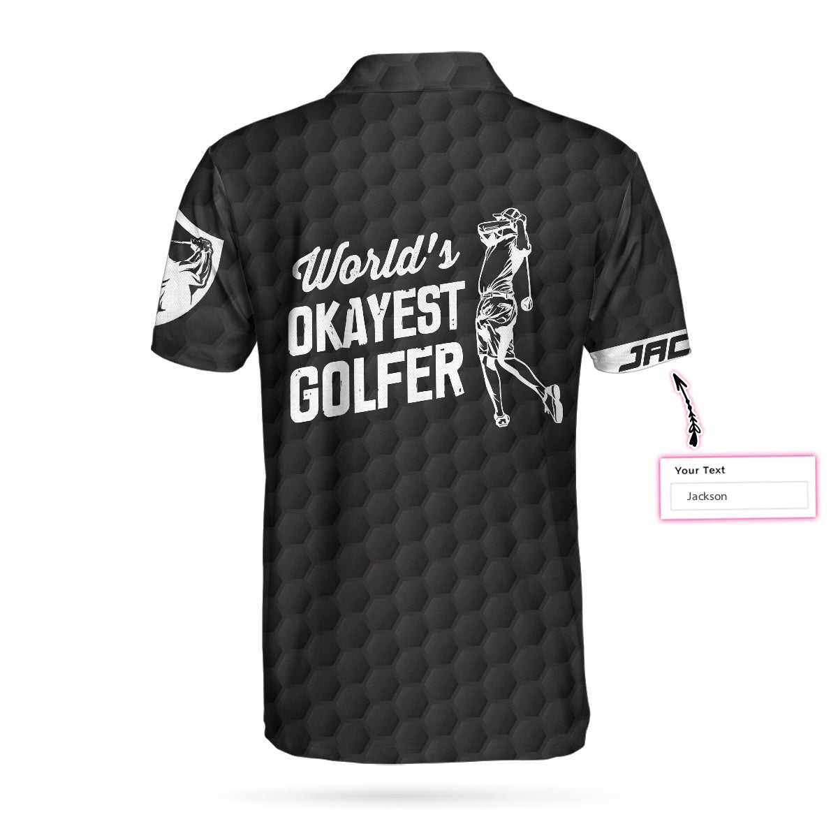 World's Okayest Golfer Custom Polo Shirt, Personalized Black American Flag Golf Shirt For Men SO1413