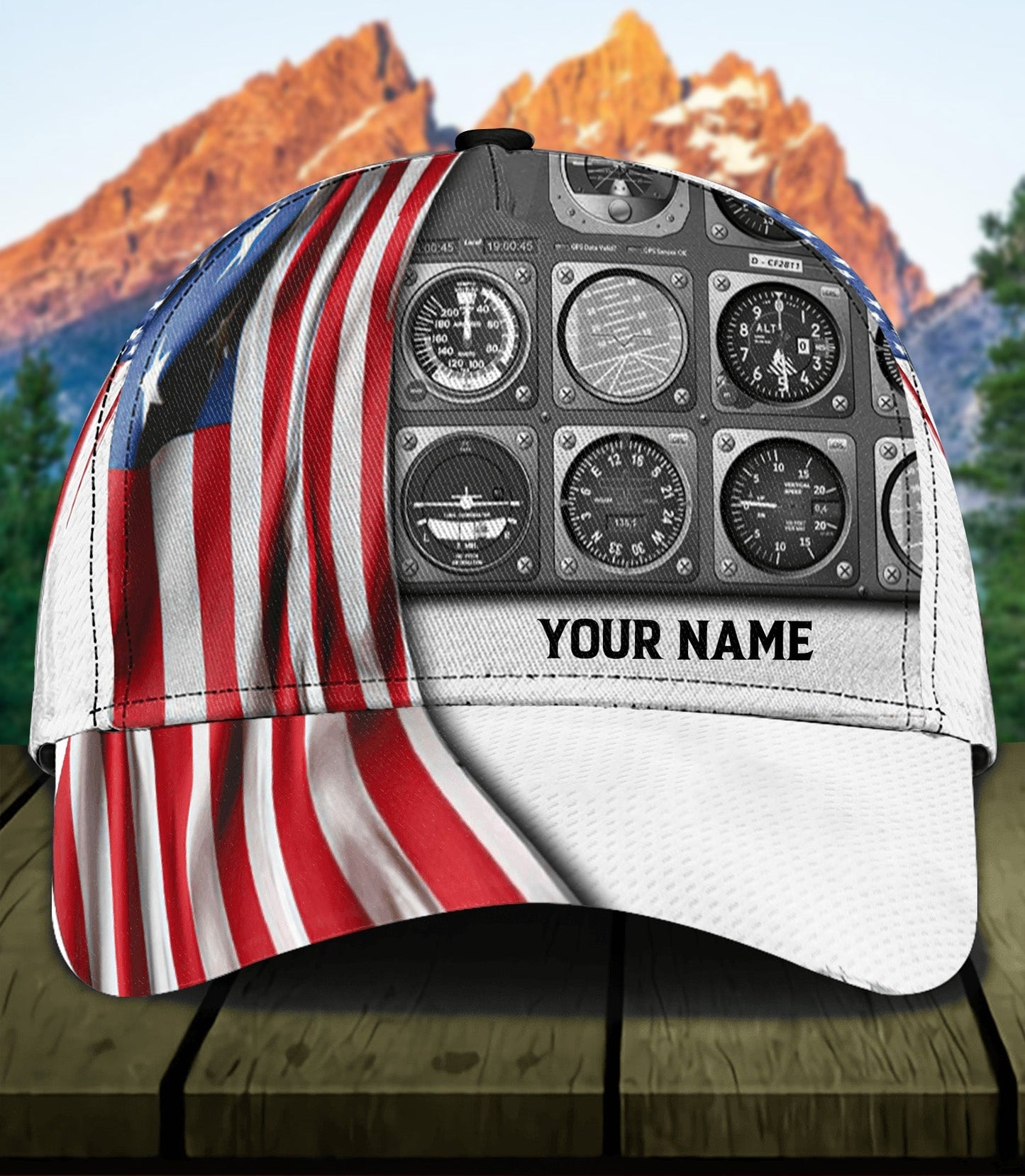 Personalized Pilot Classic Cap With American Flag, Personalized Gift for Pilot CA0219